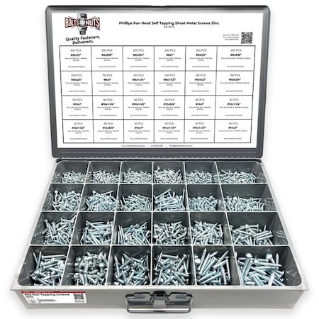 Boltsandnuts.Com Phillips Pan Head Sheet Metal Self Tapping Screws Assortment - 2841 PCS Assortment Kit #175